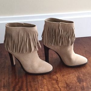 Joie Cambrie Fringe Nude Booties